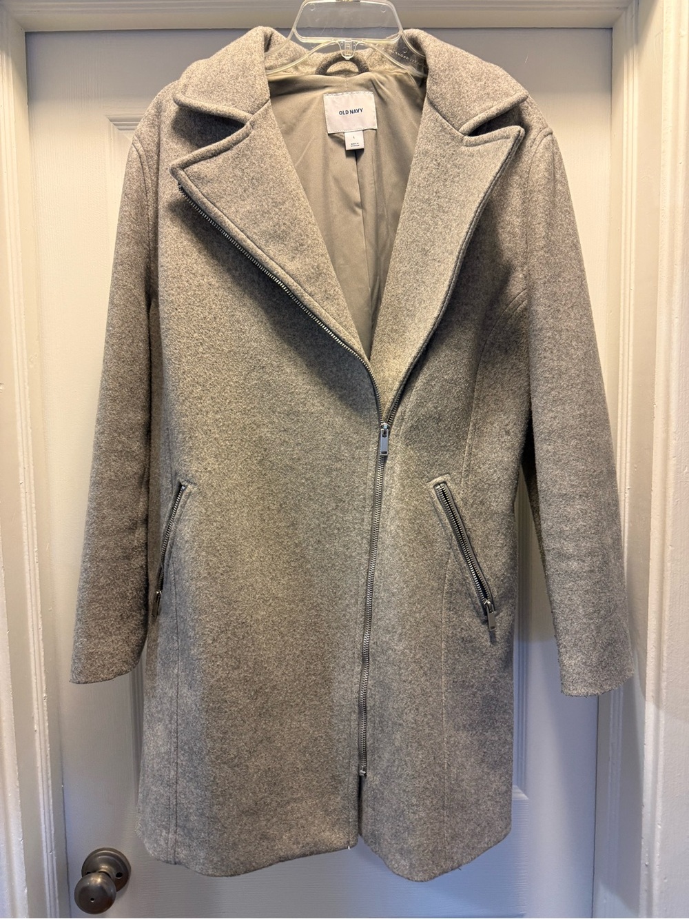 Old Navy Light Gray Zip-close Wool-Blend Winter Coat